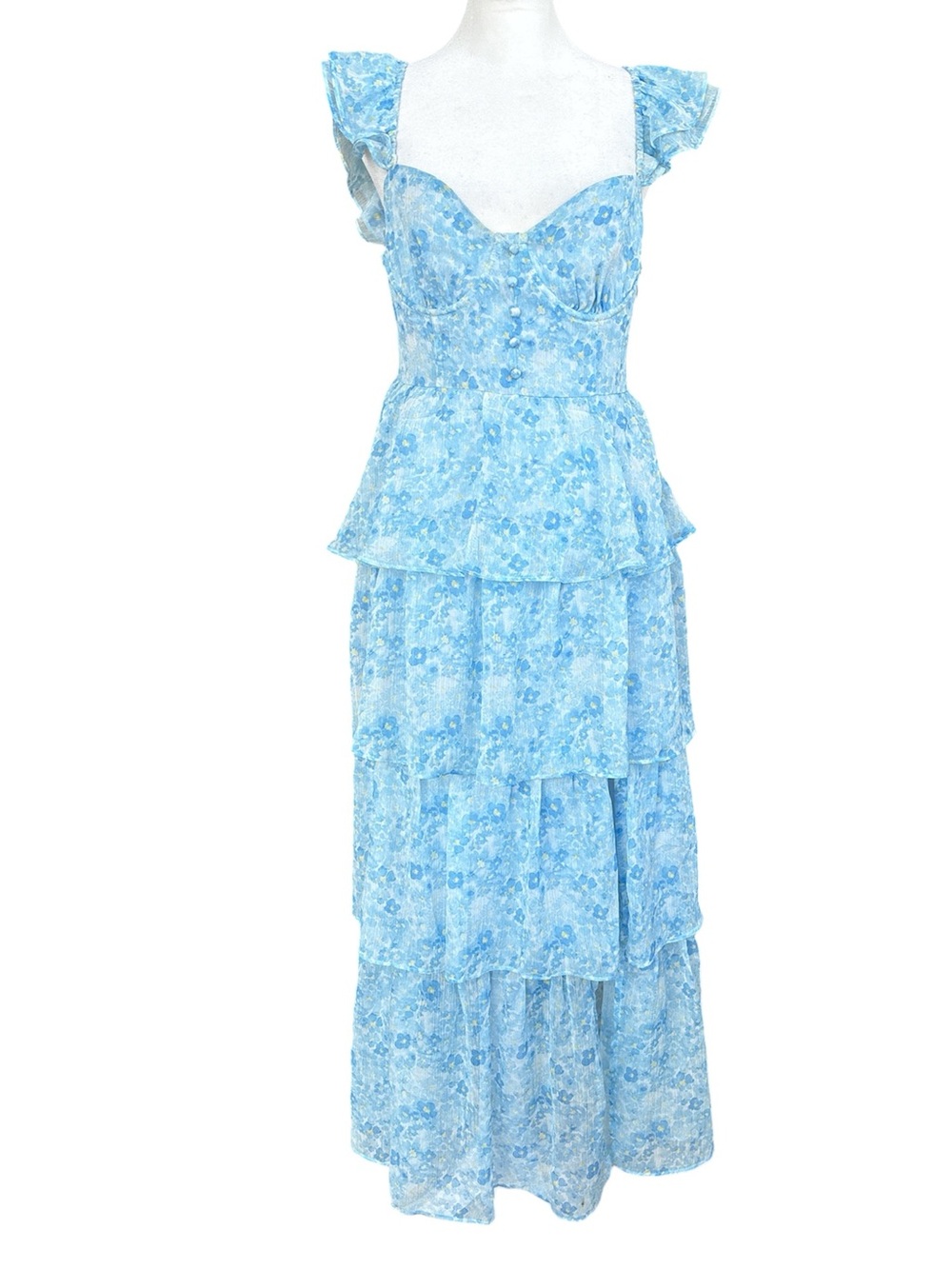 ASTR the Label Midsummer Dress in Blue Floral M - Picture 4 of 15